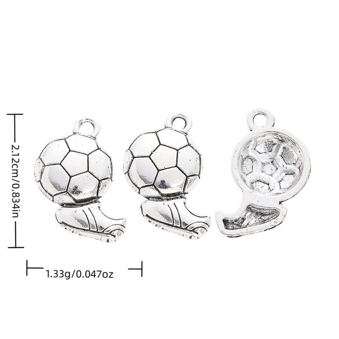 Antique Silver Soccer Ball Boot and Player Metal Charms