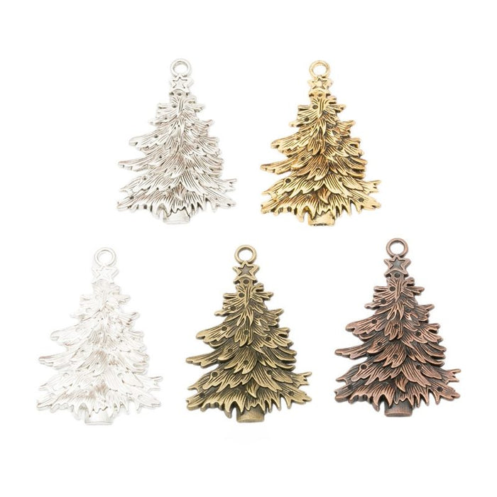 Layered Christmas Tree Metal Charms in Six Finishes