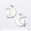 Cat Crescent Moon Metal Charm for Jewelry Making in Antique Silver view 1