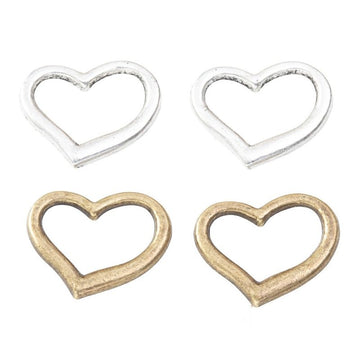 Antique Open Heart Metal Link Component, Two Finishes