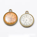 Double Sided Clock Face Metal Charm Pendant Jewelry Making Component view 1