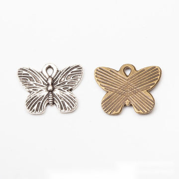Striped Butterfly Metal Charms in 2 Pictured Finishes