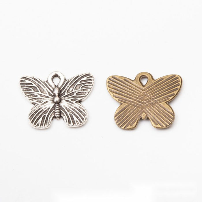 Striped Butterfly Metal Charms in 2 Pictured Finishes