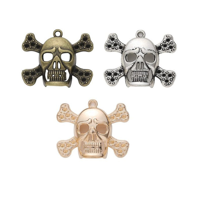 Skull And Crossbones Metal Charm In 3 Finish Options