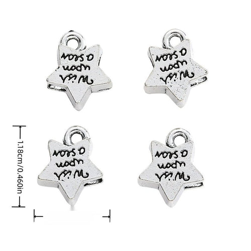 Antique Silver wish upon a star charm shown in product image 1