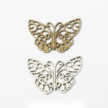 Filigree Butterfly Charm Pendants in 2 Metal Finish Options