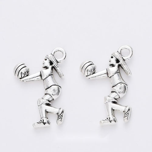 Grouped front view of volleyball girl charms in the available finishes