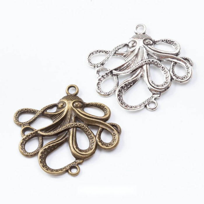 Openwork Octopus Charm Metal Jewelry Making Pieces