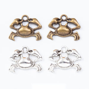 Open Claw Crab Metal Charms in Two Antique Finishes