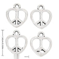 Heart Peace Sign Charm in 1 Metal Finish for Jewelry Making view 1