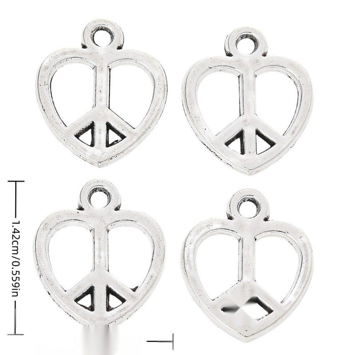 Heart Peace Sign Charm in 1 Metal Finish for Jewelry Making