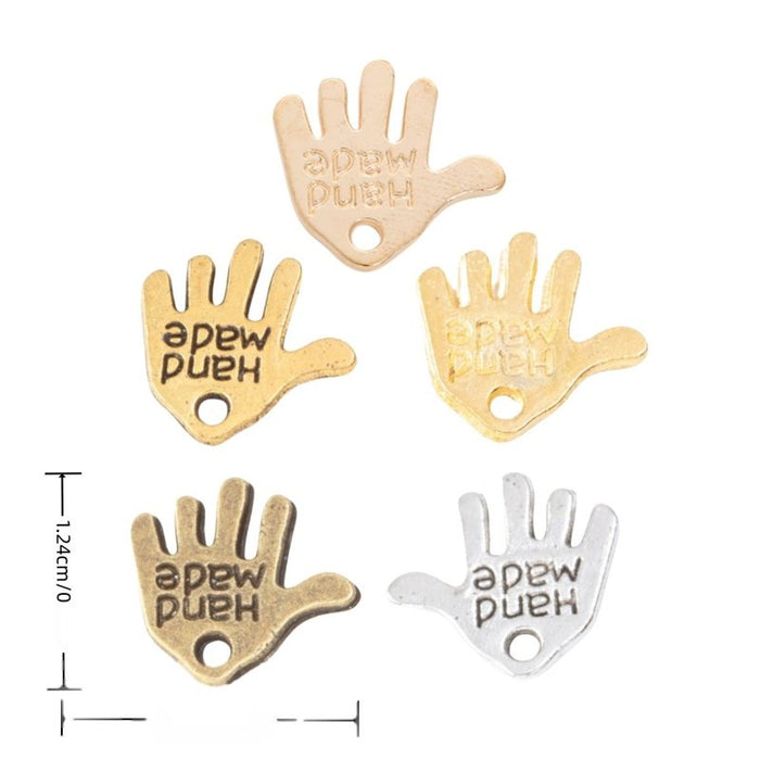 Hand Made Palm Metal Charm Pendant in 5 Finishes for DIY Jewelry