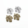 Textured Maple Leaf Metal Charms in Two Antique Finishes view 1