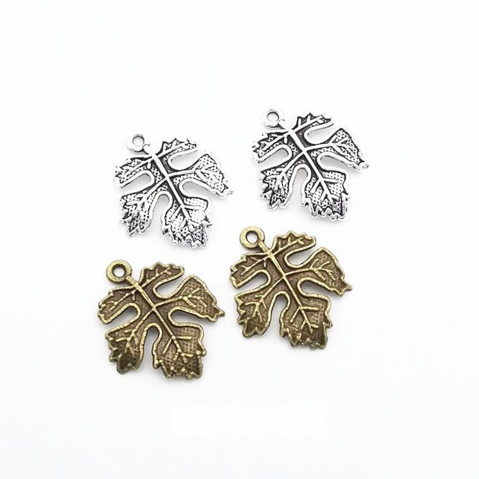 Textured Maple Leaf Metal Charms in Two Antique Finishes