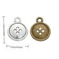 Four Hole Button Metal Charm in 2 Distinct Finishes for Jewelry Making view 1