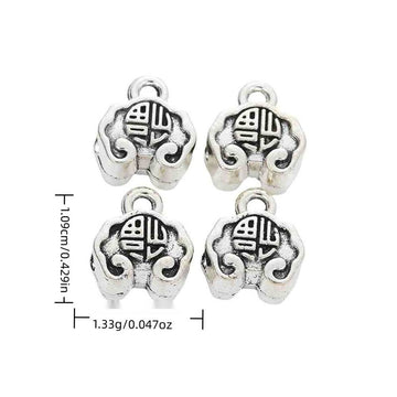 Lucky Symbol Large Hole Bail Bead in Antique Silver Tone