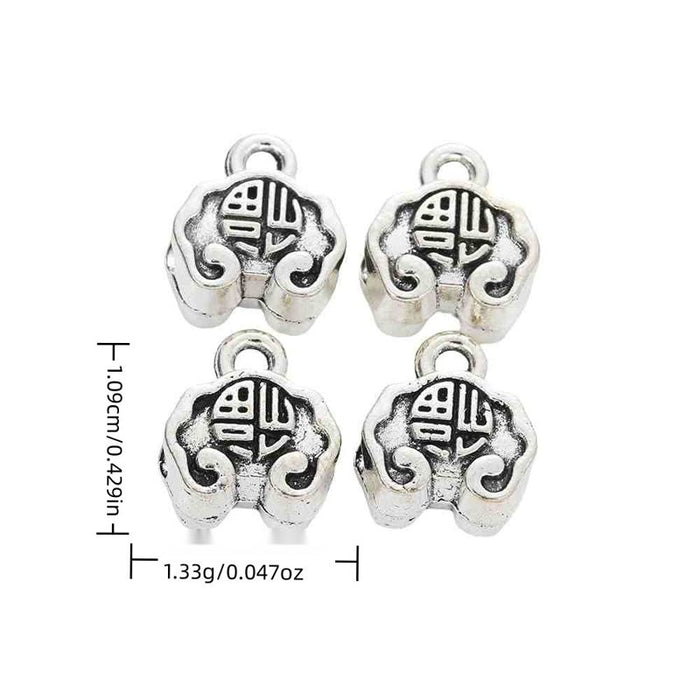 Lucky Symbol Large Hole Bail Bead in Antique Silver Tone