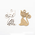 Cutout Cat Metal Charm in 2 Distinct Finishes for Jewelry Making view 1