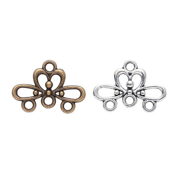 Floral Three Loop Connector in 2 Metal Finishes for Jewelry Making