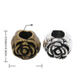 Rose Large Hole Bead with a raised rose face in 2 Metal Finishes view 1