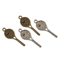Tennis Racket Metal Charm Pendant in Two Vintage Finishes view 1