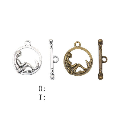 Grouped front views of the horse silhouette round toggle clasp set in available finishes
