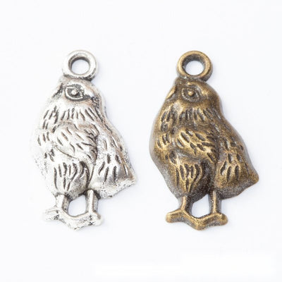 Standing Chick Double-Sided Metal Charm Pendant shown in the available visible finishes