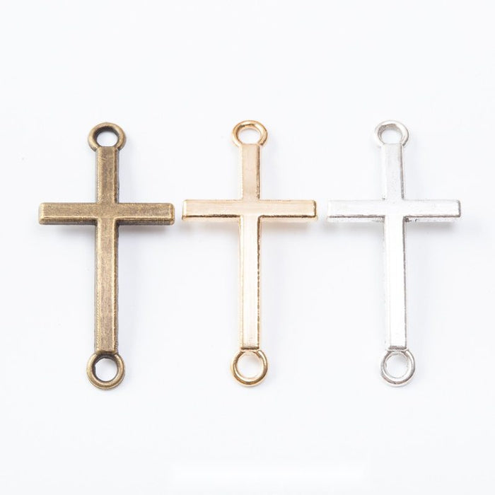 Double Loop Cross Connector in 3 Metal Finishes for Jewelry Making