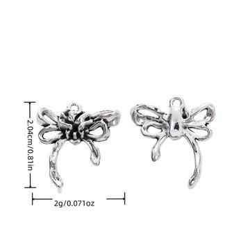 Floral Ribbon Bow Alloy Charm in Antique Silver Finish