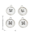 Antique Silver Round Four Hole Button Pendant Charm view 1
