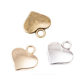 Small Smooth Heart Charm In Antique Bronze, Antique Silver and Light Gold Metal Finish view 1