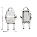 Antique Silver Robot Charm with Rectangular Body Detail view 1