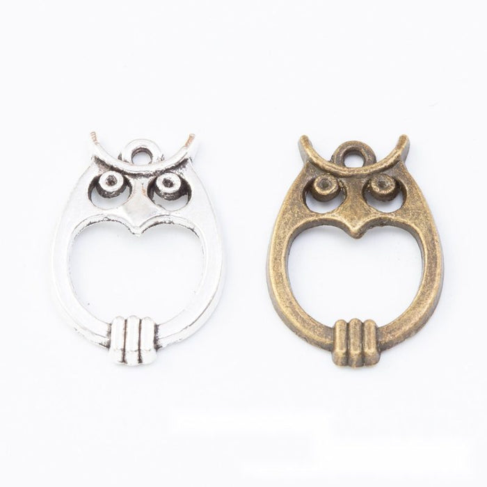 Owl Shaped Open Center Connector in Two Antique Finishes
