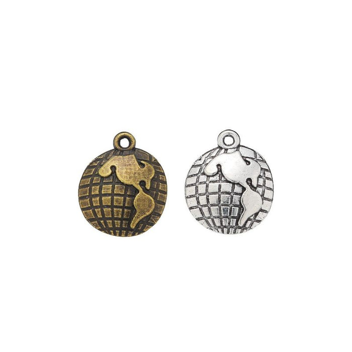 Mini World Map Disc Charm Metal Pendant for Jewelry Making