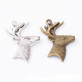 Antlered Deer Head Metal Charm Pendant in Two Finishes view 1