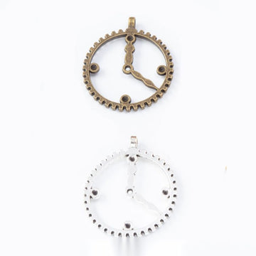 Round Clockwork Gear Metal Charms in Two Antique Finishes
