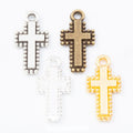 4-Finish Beaded Border Cross Metal Jewelry Components for Crafts view 1