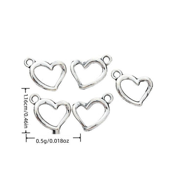 Open Heart Outline Charm in 1 Metal Finish for Jewelry Making