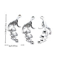Trumpet Flower Metal Charm with Curved Petals in Silver Tone view 1