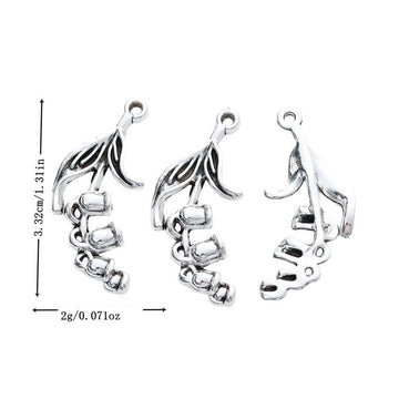 Trumpet Flower Metal Charm with Curved Petals in Silver Tone