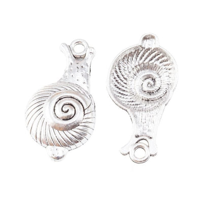 Group view of snail silhouette with a spiral shell and loops at both ends