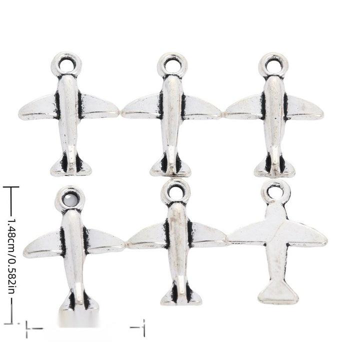 Front View Airplane Metal Charm Pendant for Jewelry Making