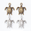 Openwork Sea Turtle Charms in Two Antique Finishes view 1