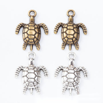 Openwork Sea Turtle Charms in Two Antique Finishes