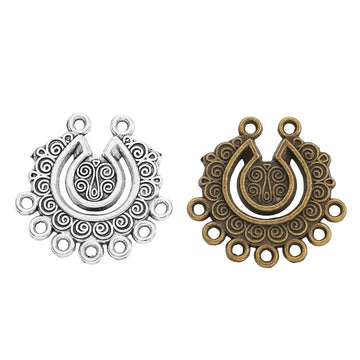 Ornate Horseshoe Multi Loop Jewelry Connector Component