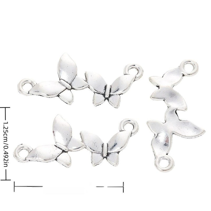 Double Butterfly Connector Alloy Connector in Antique Silver Finish