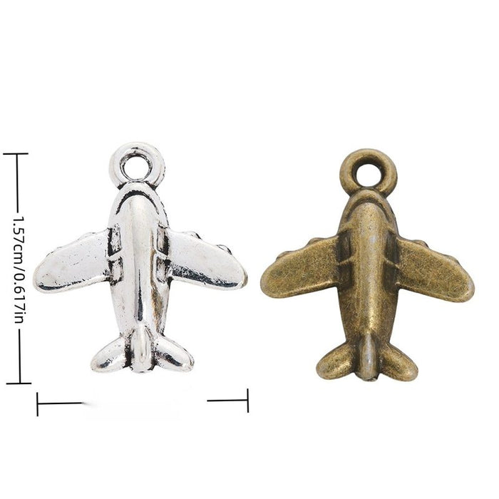 Three Dimensional Airplane Charm in 2 Metal Finishes for Jewelry Making