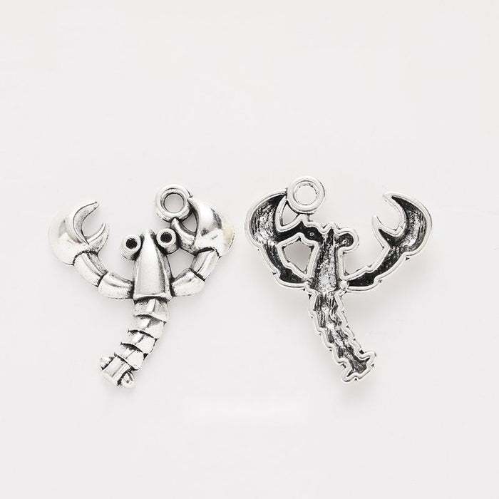Detailed Lobster Charm in Antique Silver for Jewelry Making