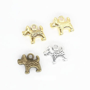 Patterned Puppy Detailed Metal Charm in 4 Finishes