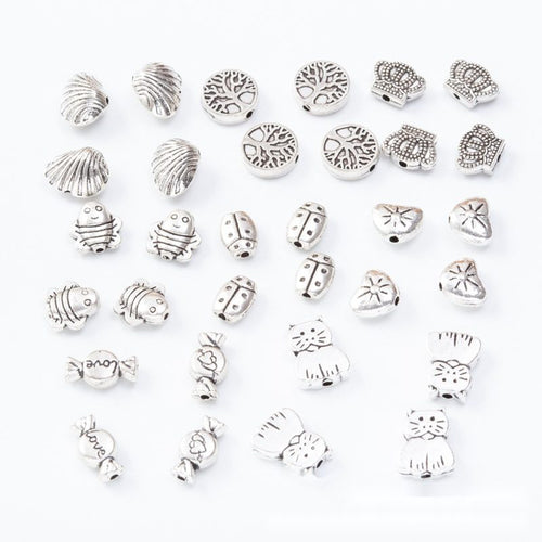 Group view of the assorted novelty bead showing the available finishes and front details